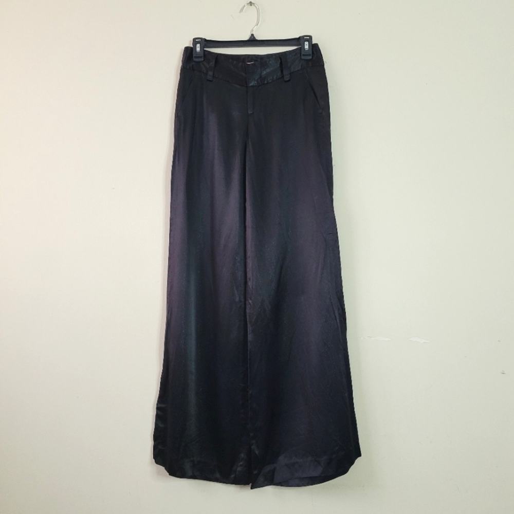 Alice + Olivia Shimmer Wide Leg Satin Palazzo Pants size 2